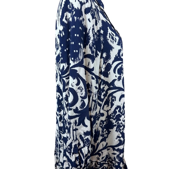 🆕 Zara Basic blue and white print long sleeve tunic top size large - Picture 5 of 10